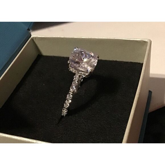 7.83 Ct. Cushion & Round Cut Sim Diamomd Solitaire & Eternity Band Ring Sz 8 - Picture 7 of 7